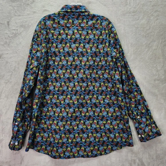 CREMIEUX Premium Mens XXL Black Paisley Long Sleeve Button Down Shirt Stretch - Picture 2 of 5